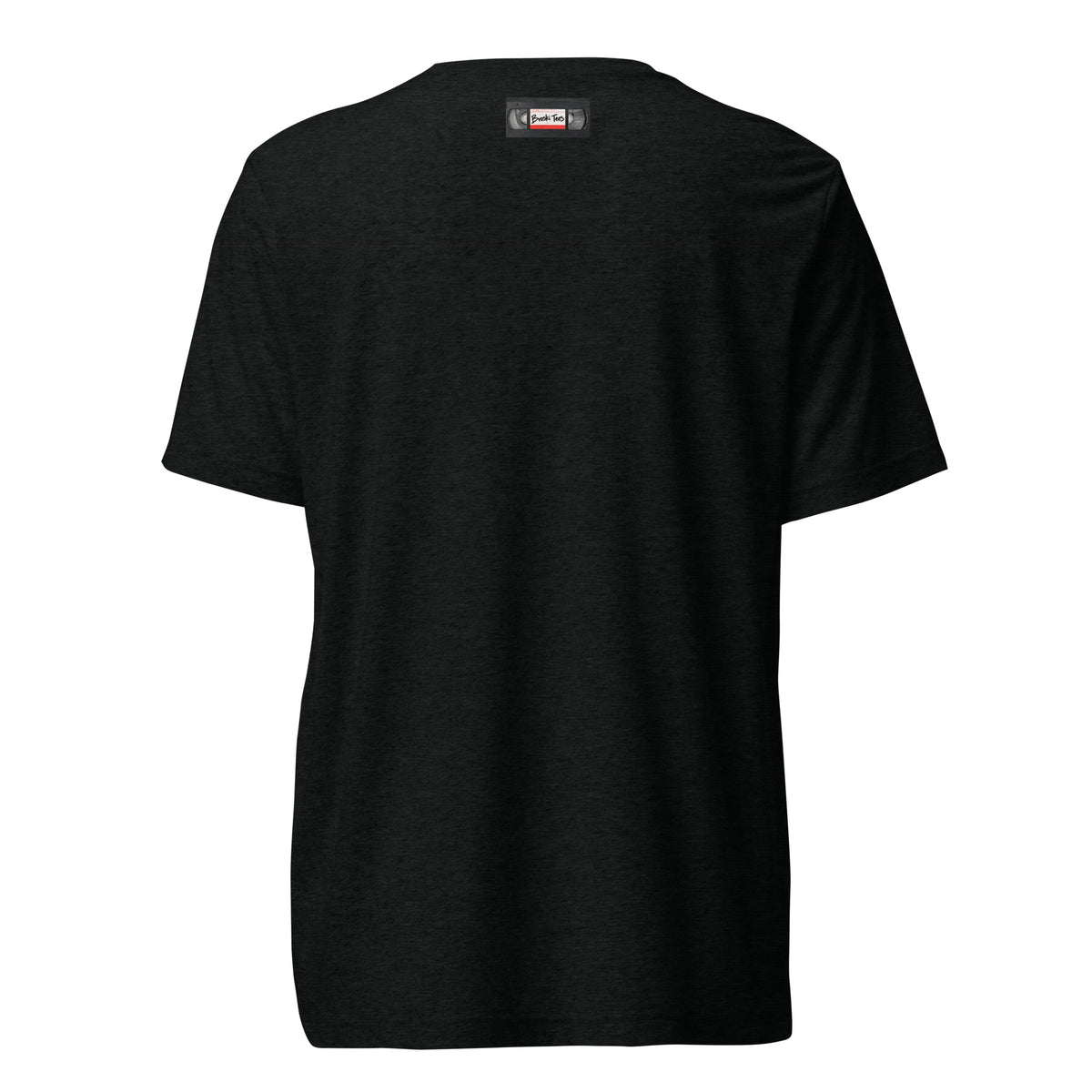 Front hanger view of black tri-blend quote shirt reading Protection from What? Zee Germans?