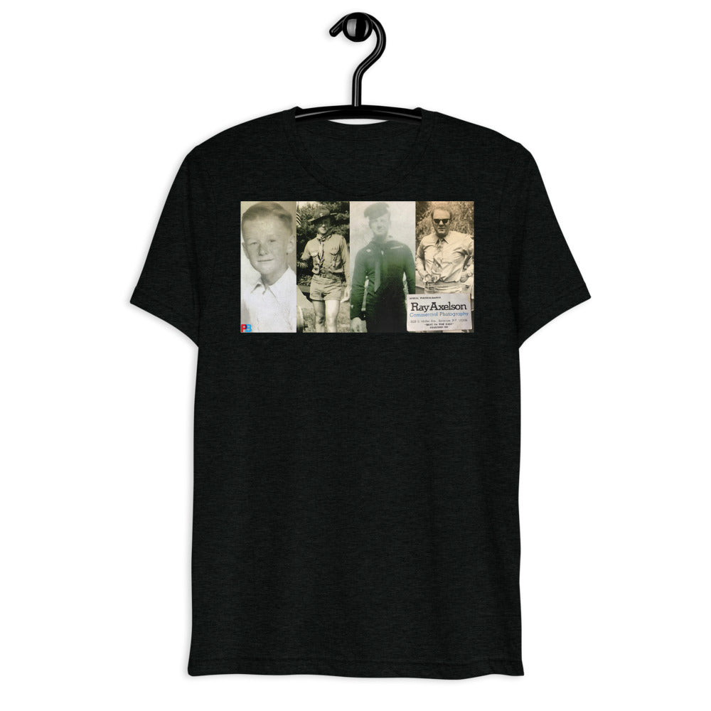 Black tri-blend shirt on front hanger with Ray Axelson Mr. Wonderful quote