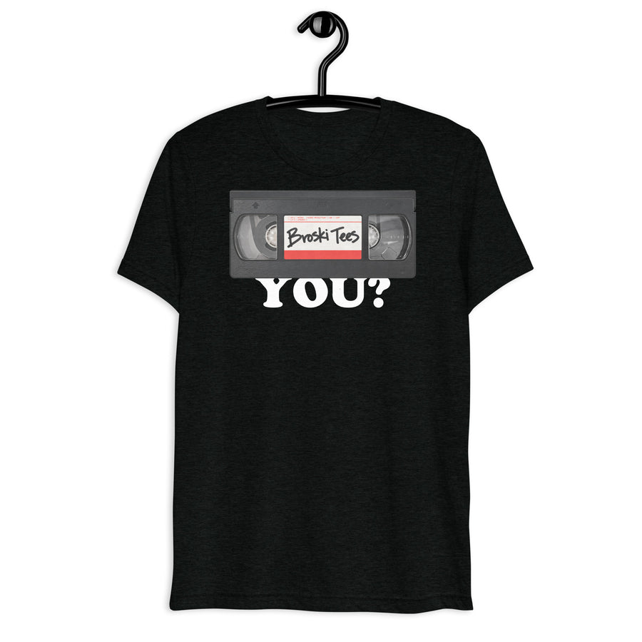 Front hanger view of black tri-blend quote shirt reading What Kind of Bird Are You?