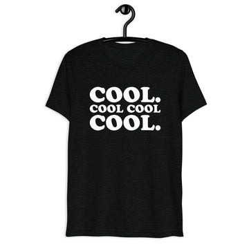 Cool. Cool Cool Cool. Retro Sitcom Quote T-Shirt on black tri-blend, front hanger view